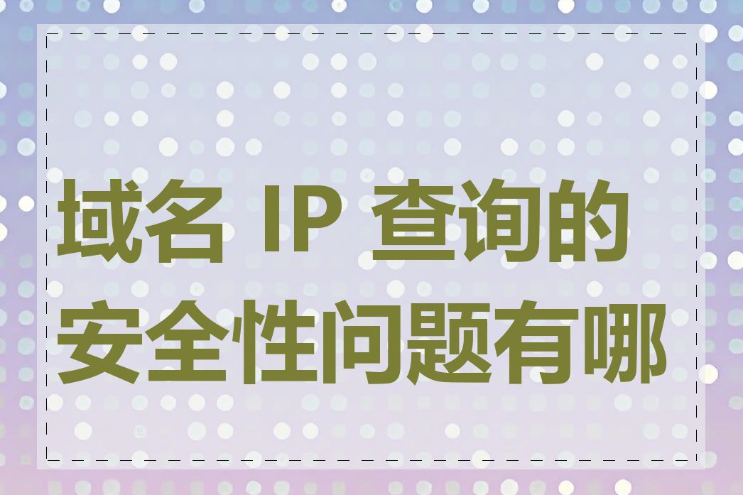 域名 IP 查询的安全性问题有哪些