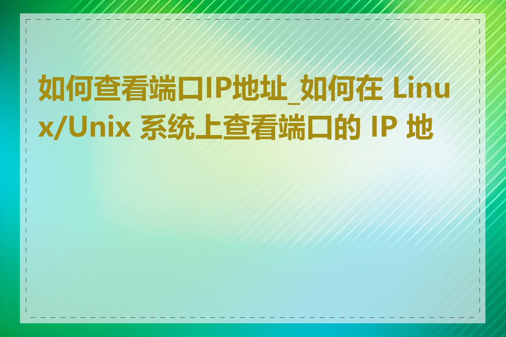 如何查看端口IP地址_如何在 Linux/Unix 系统上查看端口的 IP 地址