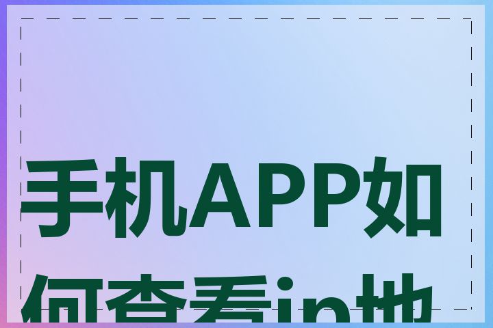 手机APP如何查看ip地址