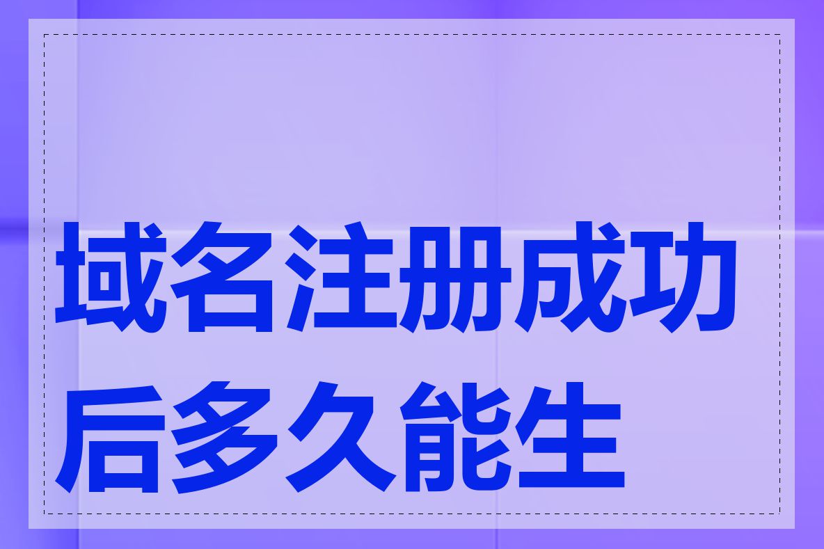 域名注册成功后多久能生效