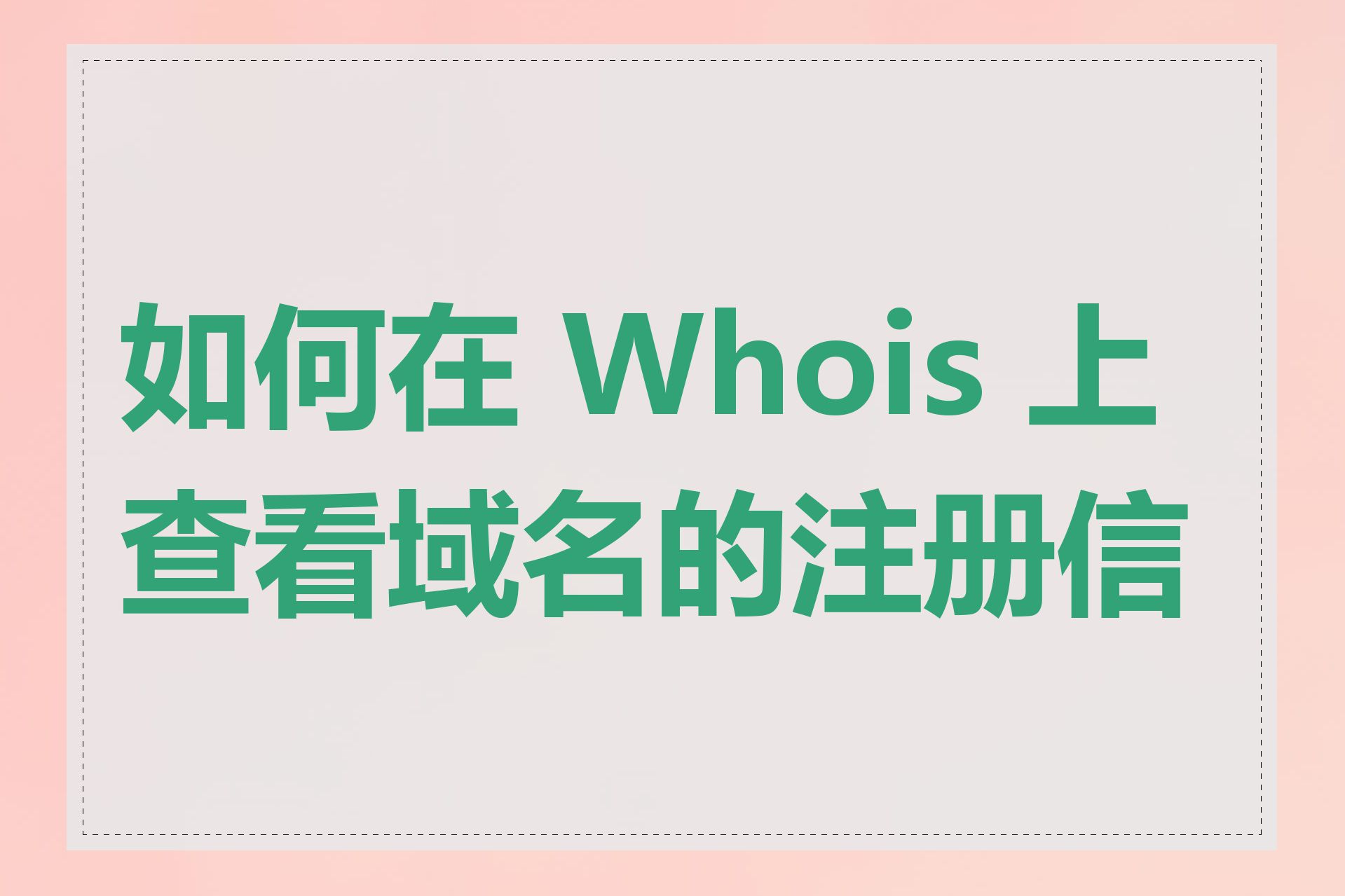 如何在 Whois 上查看域名的注册信息