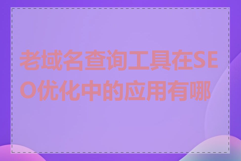 老域名查询工具在SEO优化中的应用有哪些