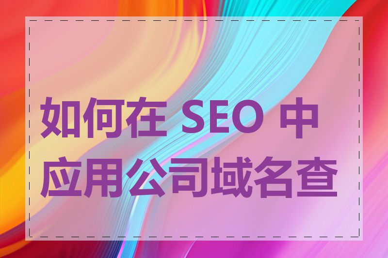 如何在 SEO 中应用公司域名查询