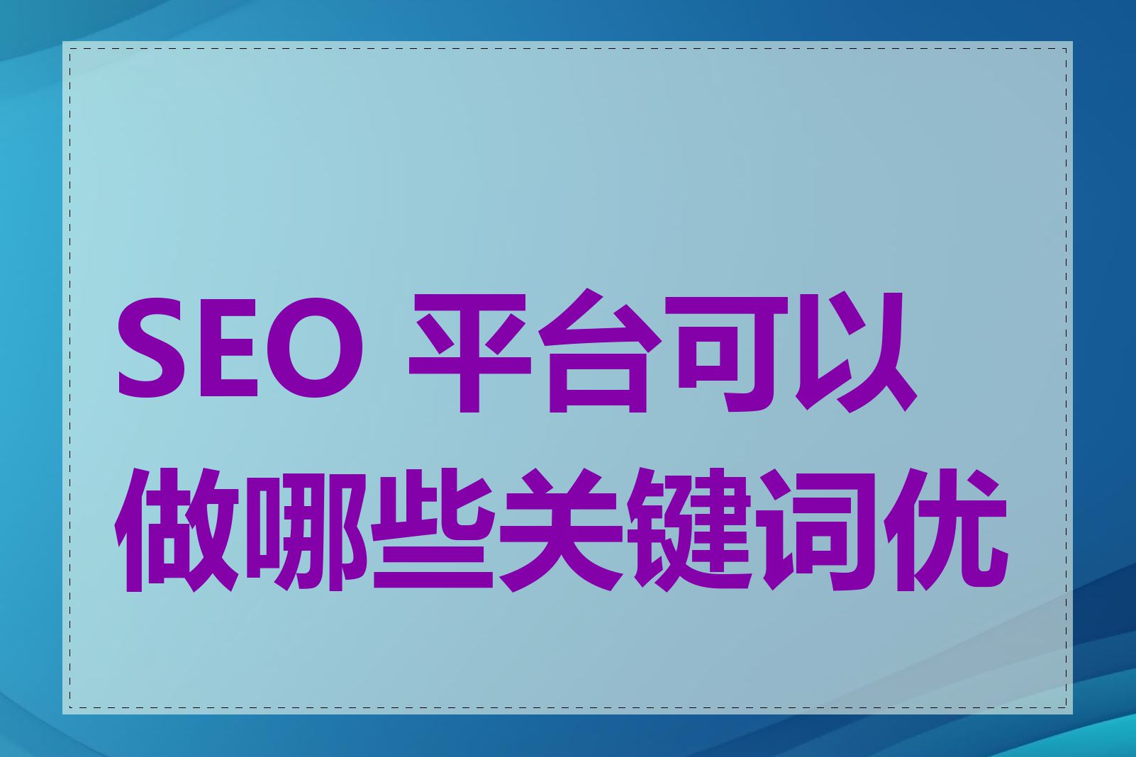 SEO 平台可以做哪些关键词优化