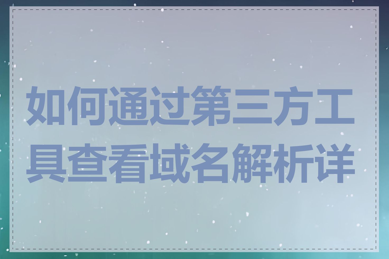 如何通过第三方工具查看域名解析详情