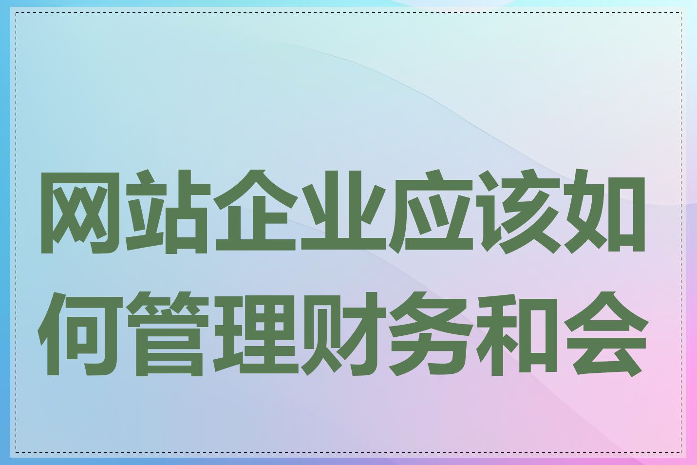 网站企业应该如何管理财务和会计