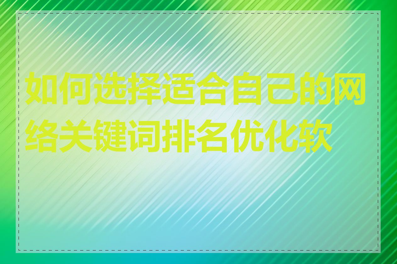 如何选择适合自己的网络关键词排名优化软件