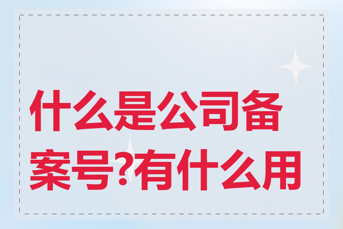 什么是公司备案号?有什么用处