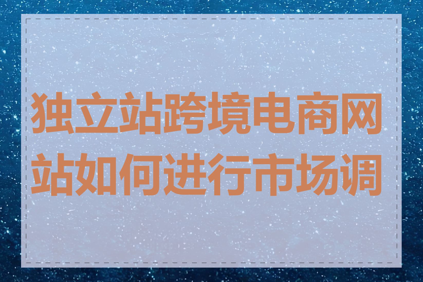 独立站跨境电商网站如何进行市场调研