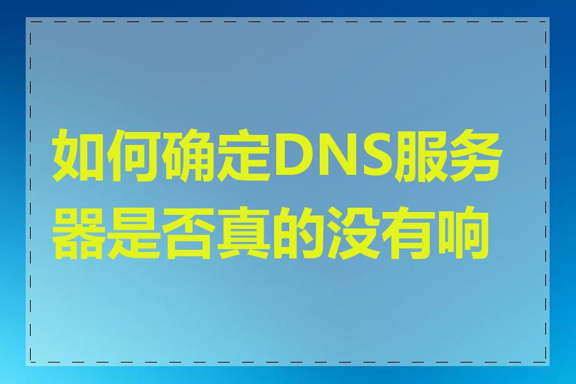 如何确定DNS服务器是否真的没有响应