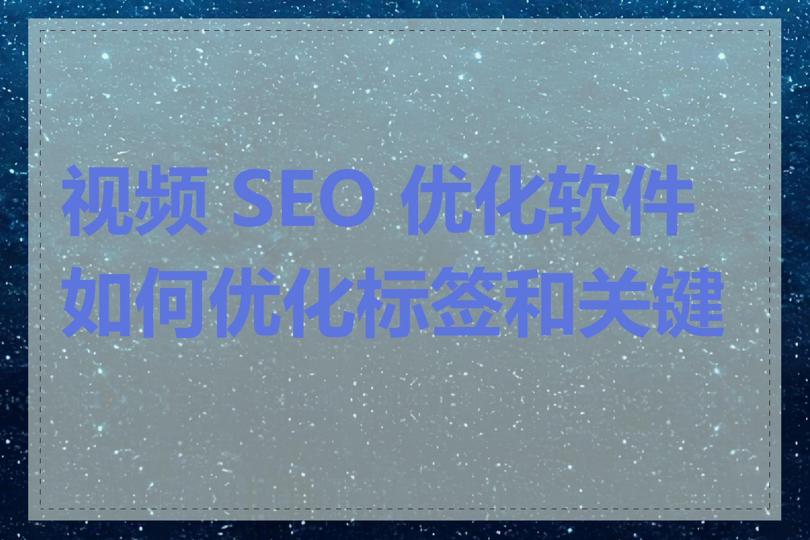 视频 SEO 优化软件如何优化标签和关键词