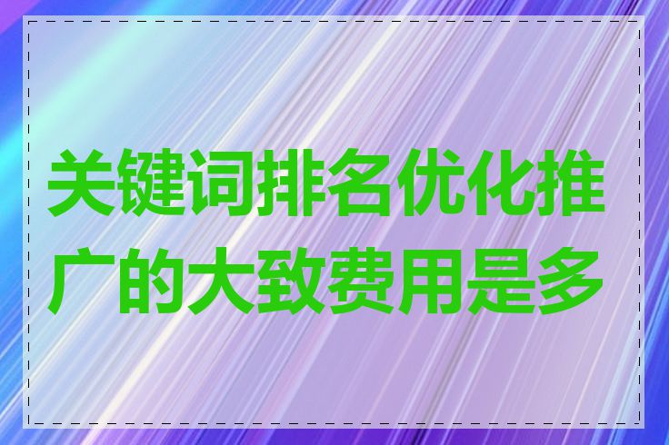 关键词排名优化推广的大致费用是多少