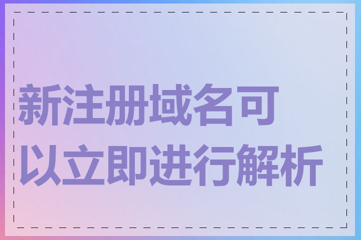 新注册域名可以立即进行解析吗