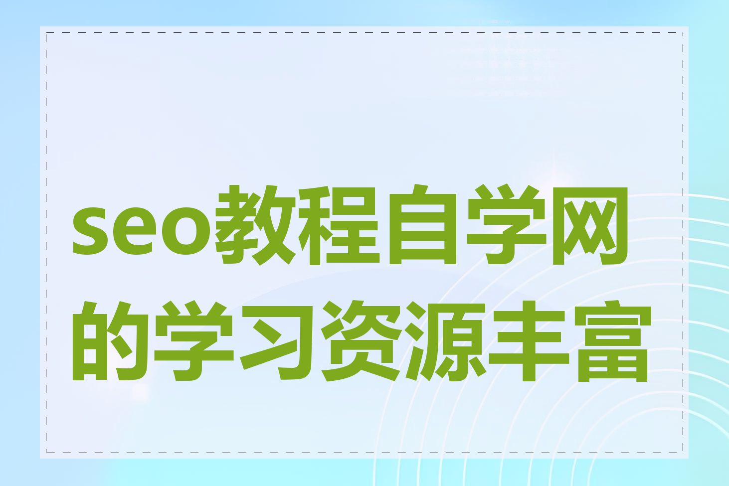 seo教程自学网的学习资源丰富吗