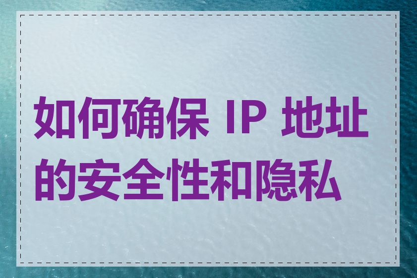 如何确保 IP 地址的安全性和隐私性