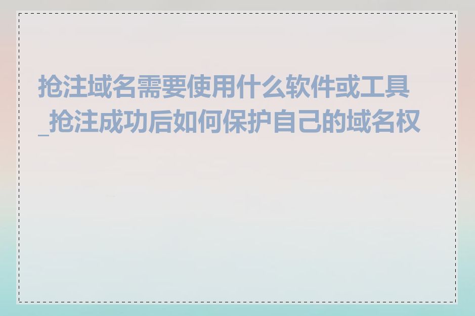 抢注域名需要使用什么软件或工具_抢注成功后如何保护自己的域名权益