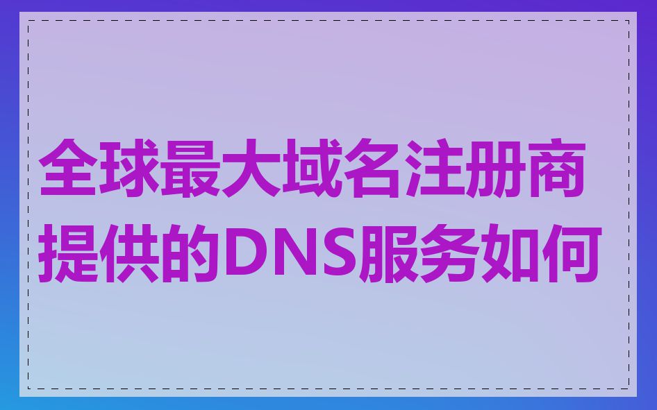 全球最大域名注册商提供的DNS服务如何