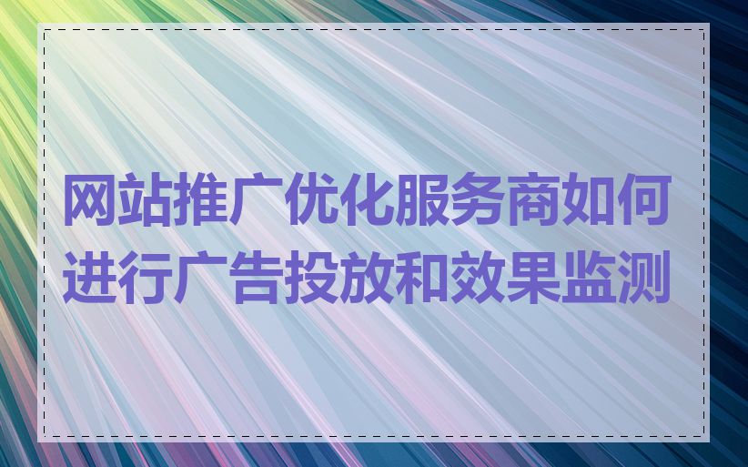 网站推广优化服务商如何进行广告投放和效果监测