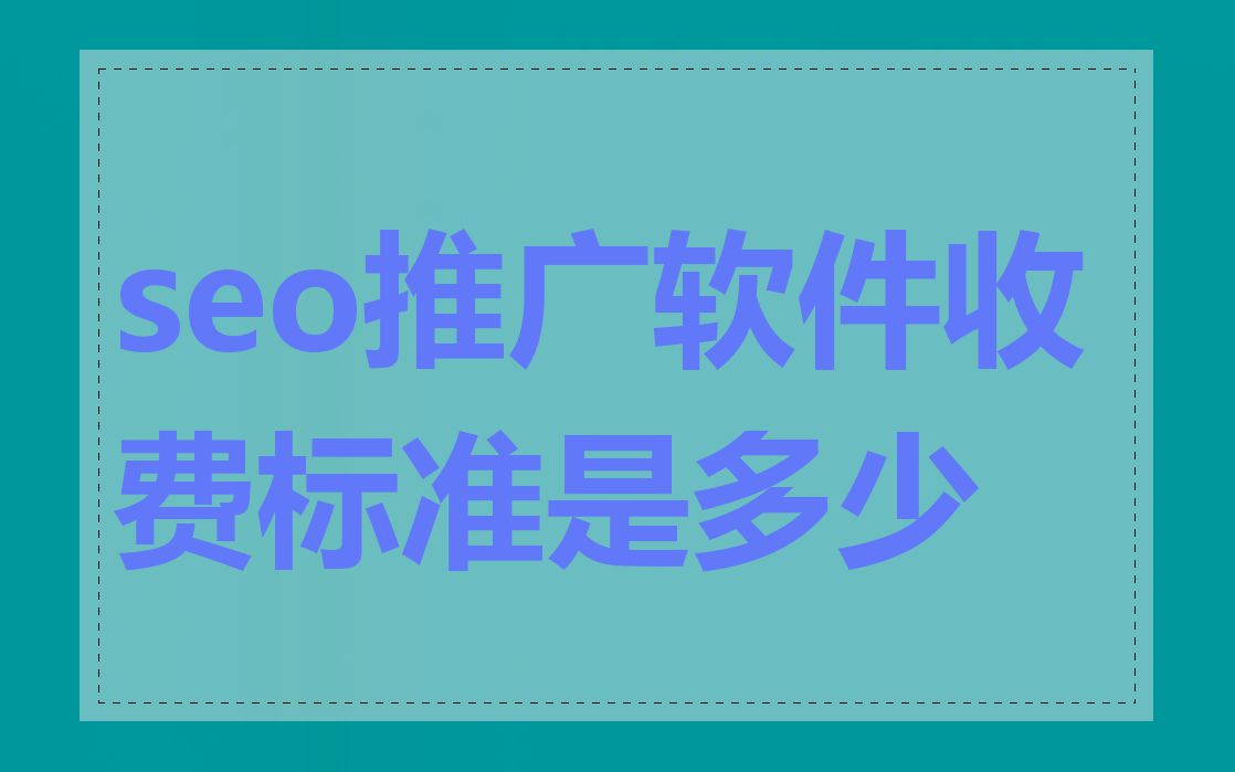 seo推广软件收费标准是多少