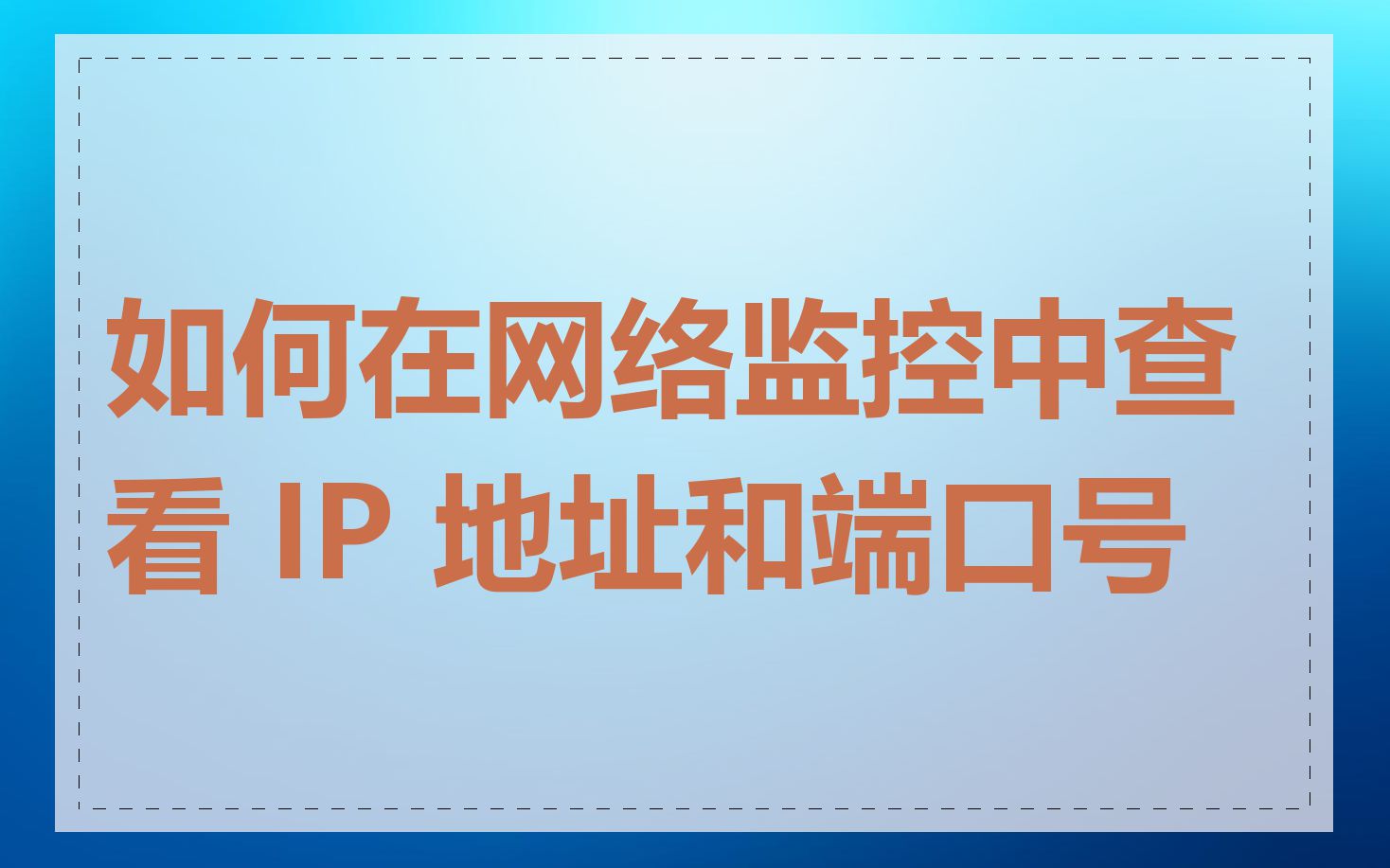 如何在网络监控中查看 IP 地址和端口号