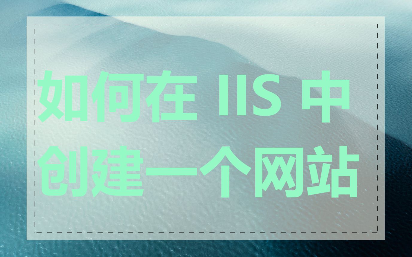 如何在 IIS 中创建一个网站