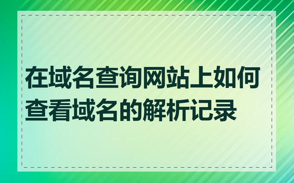 在域名查询网站上如何查看域名的解析记录