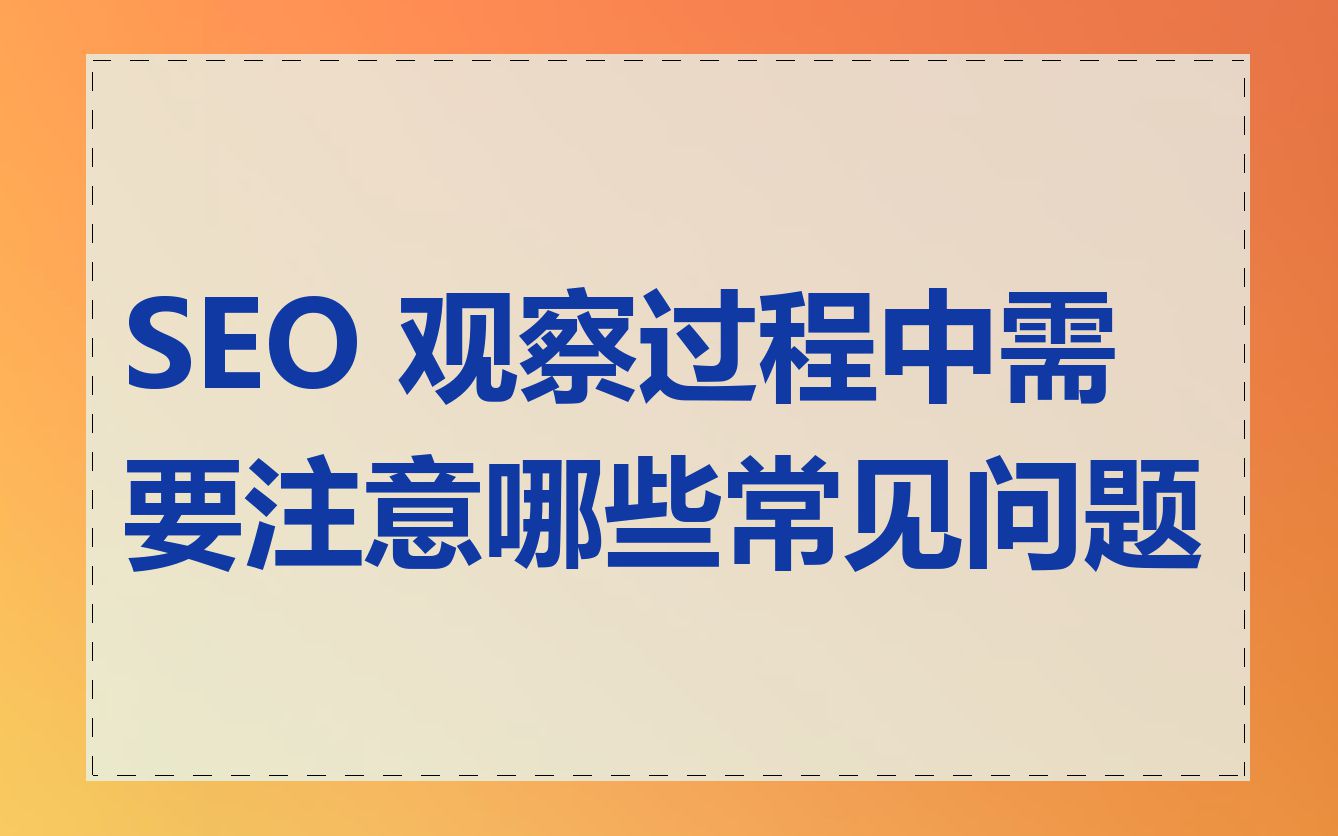 SEO 观察过程中需要注意哪些常见问题