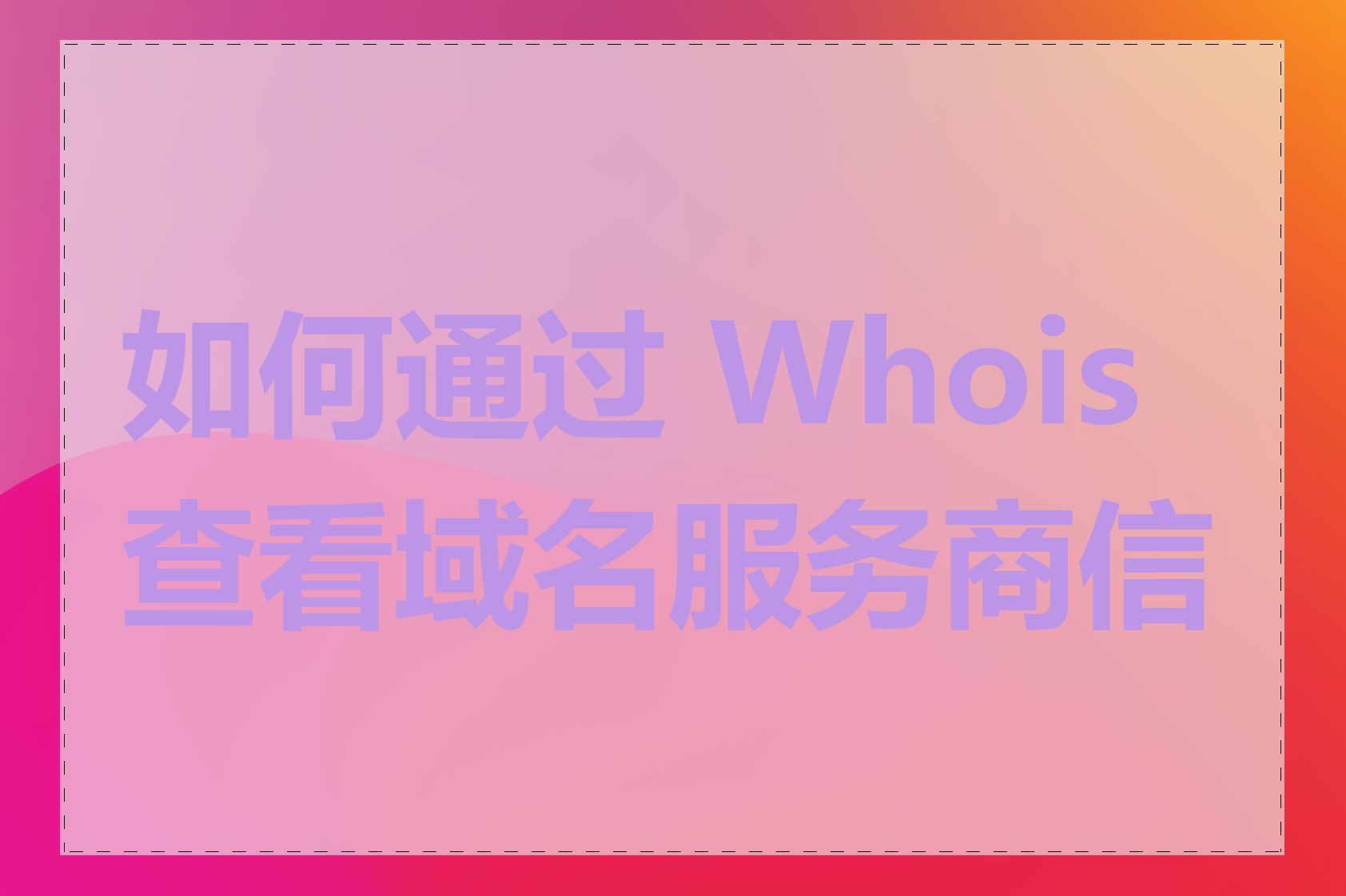 如何通过 Whois 查看域名服务商信息