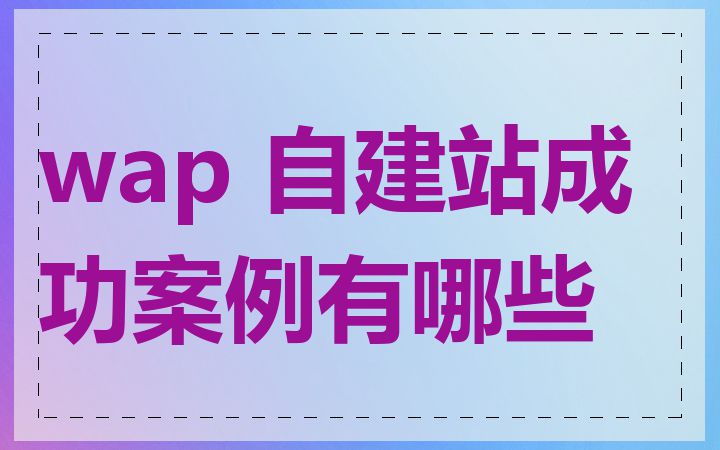 wap 自建站成功案例有哪些