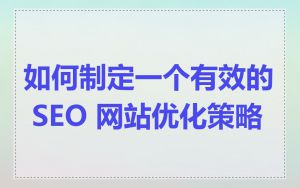 如何制定一个有效的 SEO 网站优化策略