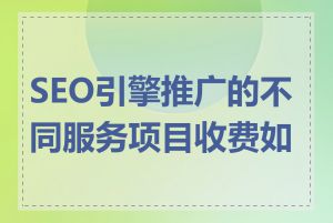 SEO引擎推广的不同服务项目收费如何