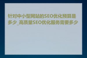 针对中小型网站的SEO优化预算是多少_高质量SEO优化服务需要多少钱