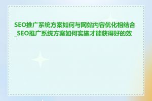 SEO推广系统方案如何与网站内容优化相结合_SEO推广系统方案如何实施才能获得好的效果