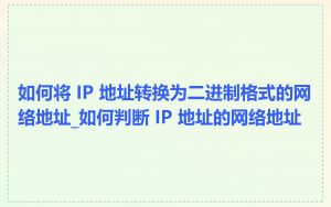 如何将 IP 地址转换为二进制格式的网络地址_如何判断 IP 地址的网络地址