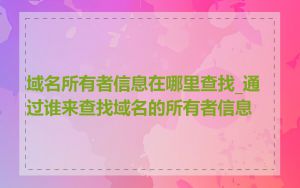 域名所有者信息在哪里查找_通过谁来查找域名的所有者信息