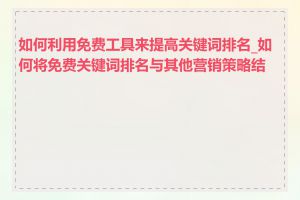 如何利用免费工具来提高关键词排名_如何将免费关键词排名与其他营销策略结合