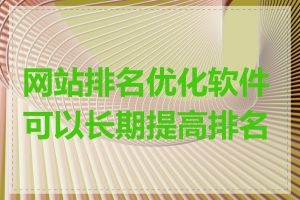 网站排名优化软件可以长期提高排名吗