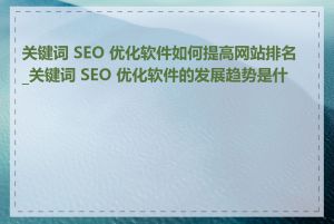 关键词 SEO 优化软件如何提高网站排名_关键词 SEO 优化软件的发展趋势是什么