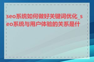 seo系统如何做好关键词优化_seo系统与用户体验的关系是什么