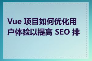 Vue 项目如何优化用户体验以提高 SEO 排名