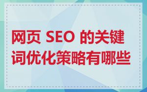 网页 SEO 的关键词优化策略有哪些