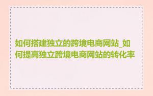 如何搭建独立的跨境电商网站_如何提高独立跨境电商网站的转化率