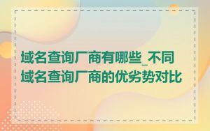 域名查询厂商有哪些_不同域名查询厂商的优劣势对比