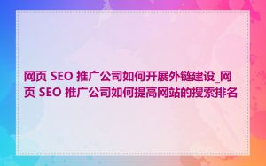 网页 SEO 推广公司如何开展外链建设_网页 SEO 推广公司如何提高网站的搜索排名