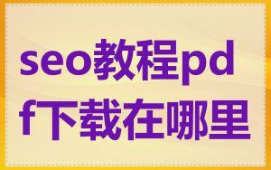 seo教程pdf下载在哪里