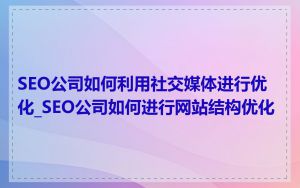 SEO公司如何利用社交媒体进行优化_SEO公司如何进行网站结构优化