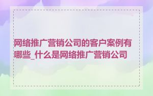 网络推广营销公司的客户案例有哪些_什么是网络推广营销公司