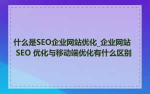 什么是SEO企业网站优化_企业网站 SEO 优化与移动端优化有什么区别