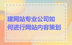 建网站专业公司如何进行网站内容策划