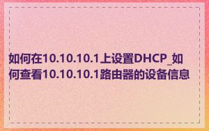 如何在10.10.10.1上设置DHCP_如何查看10.10.10.1路由器的设备信息